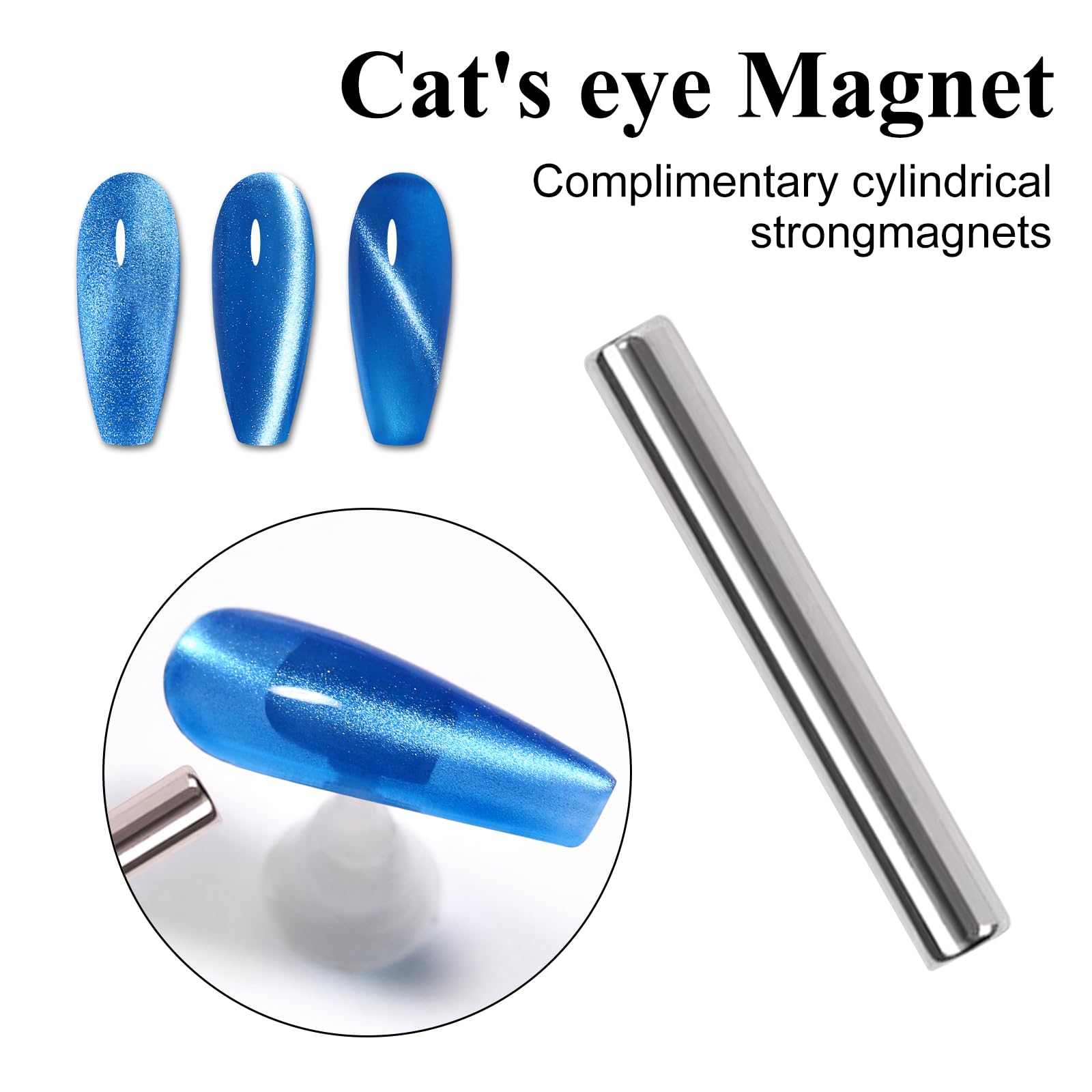 Imtiti Moonlight Gel Occhi di Gatto Smalto per unghie, 15ml Blu Mare Cristallo Olografico Diamante Glitter Magnetico UV Smalto Gel Soak Off con Stick Magnetico per Nail Art 1Pcs
