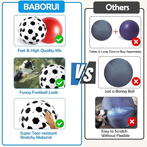 Miniatura 5 de BABORUI Pelota de pastoreo para perros, pelota de pastoreo grande de 20 pulgadas con patrón de fútbol, herramientas de bomba de mano, juguete