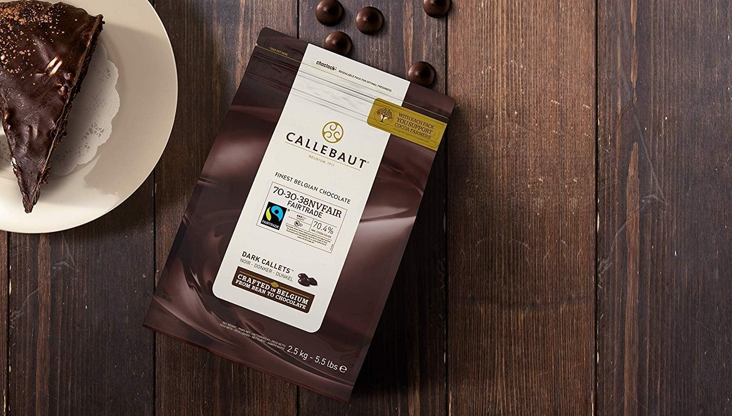 CALLEBAUT Kuvertüre Callets Zartbitterschokolade 70,5% Kakao 2,5 kg 1er Pack