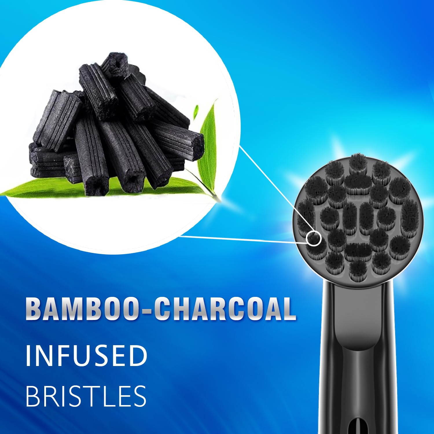 Cabezales de repuesto de carbón de bambú para cepillos de dientes eléctricos Oral-B Braun, 8 unidades, negro, cerdas de bambú con infusión de carbón para mangos Oral B 3756 3757 3744 3765 3709 4729
