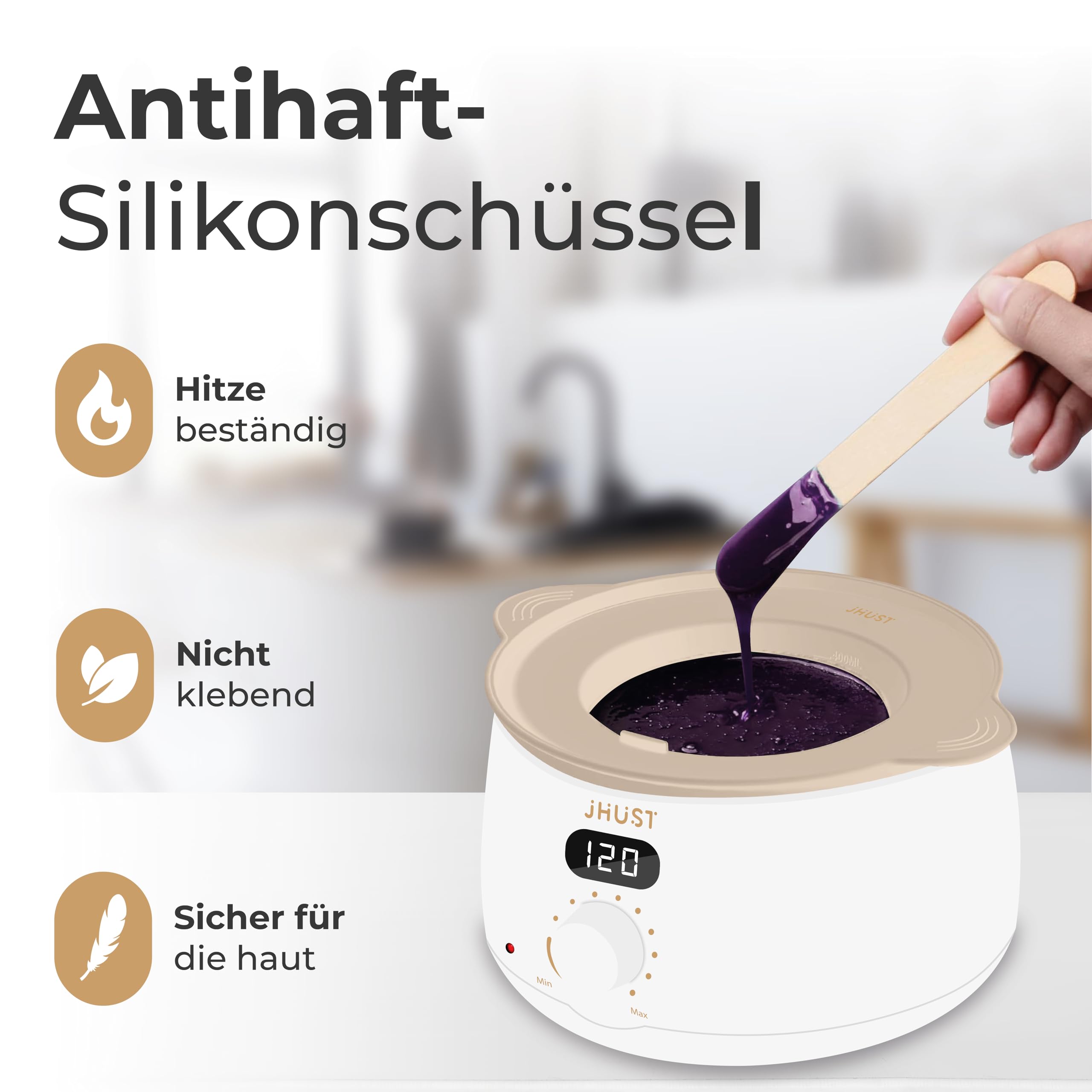Wachswärmer-Set Grau 600 g Wachsperlen After-Wax-Spray Wachs-Set Weiß