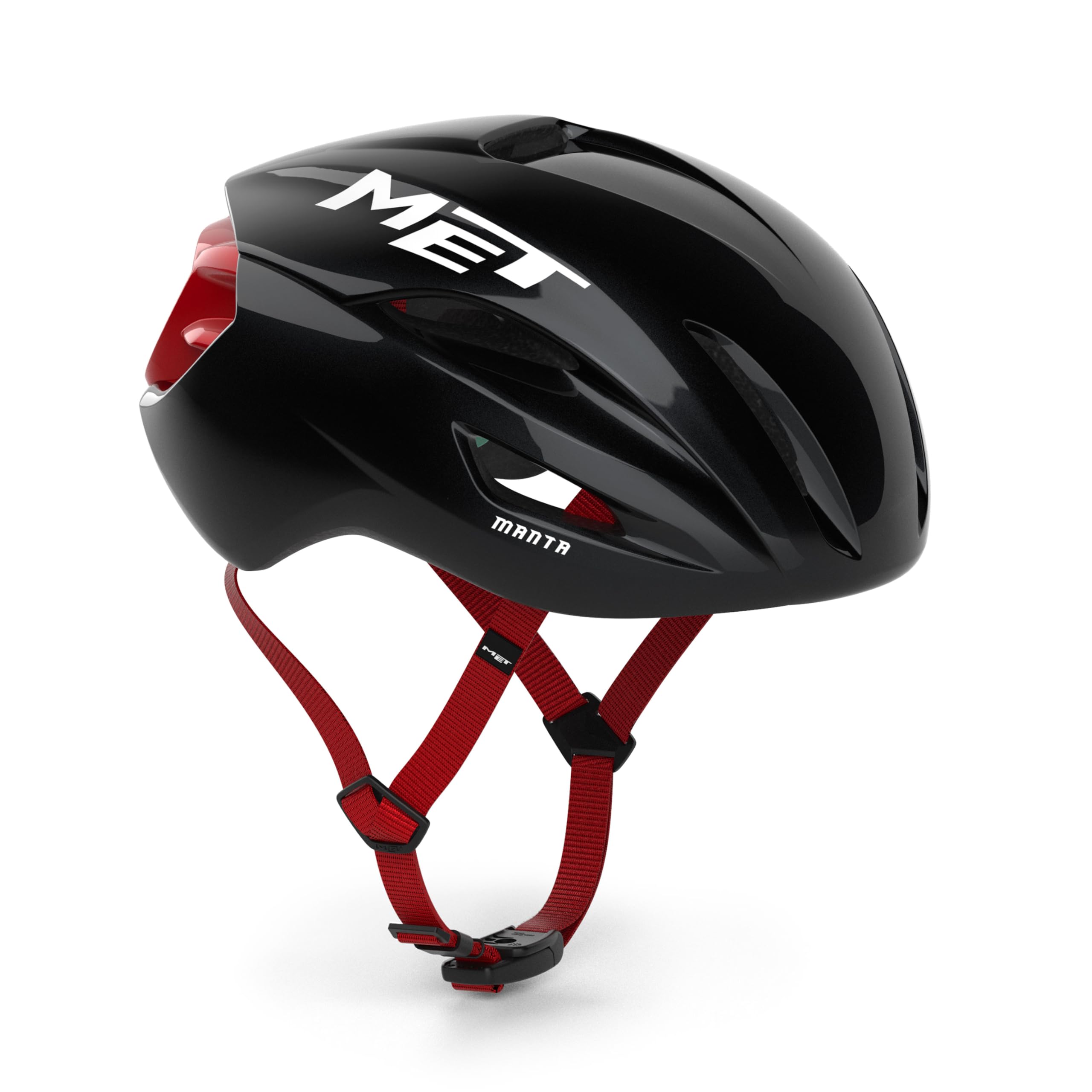 MET Unisex Adult Manta MIPS Road Helmet, Black Red, S / 52-56 cm