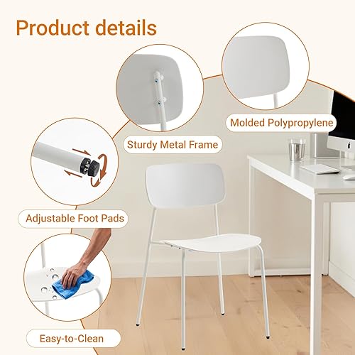 Miniatura 3 de Sidanli Juego de 4 sillas apilables para sala de conferencias, sillas de recepción con asiento de plástico, sillas apilables para espera, sala