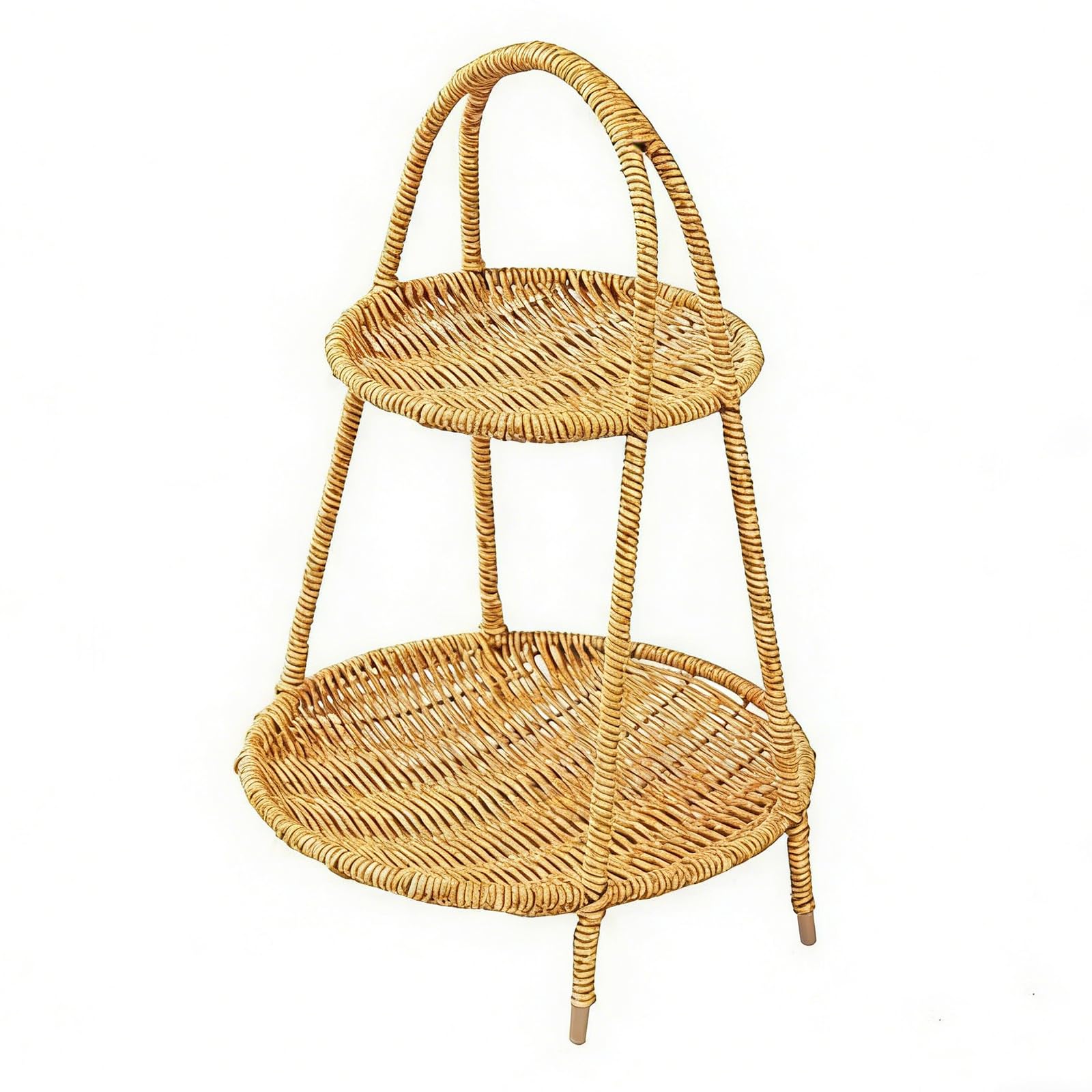 Buxuaaaa Stackable Fruit Bowl with European Imitation Rattan Designs Space Saving Storage Solution for Snacks Bowl