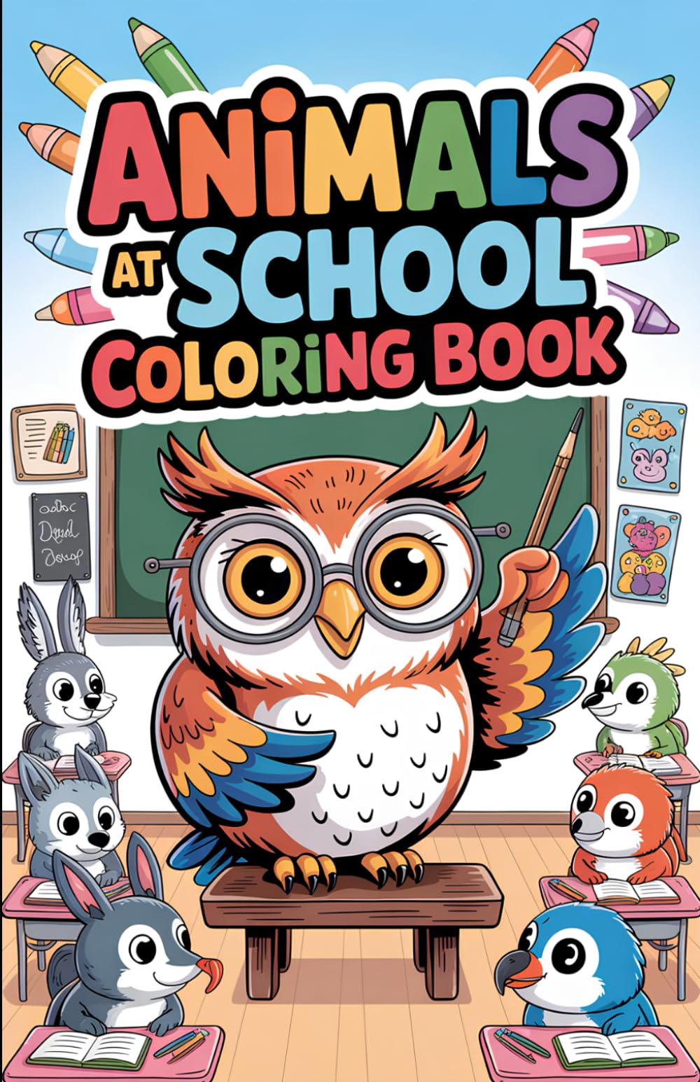 Animals At School Coloring Book: Easy Animal Coloring Pages for Preschool and Early Learners | Easy and Fun Animal Coloring for Kids