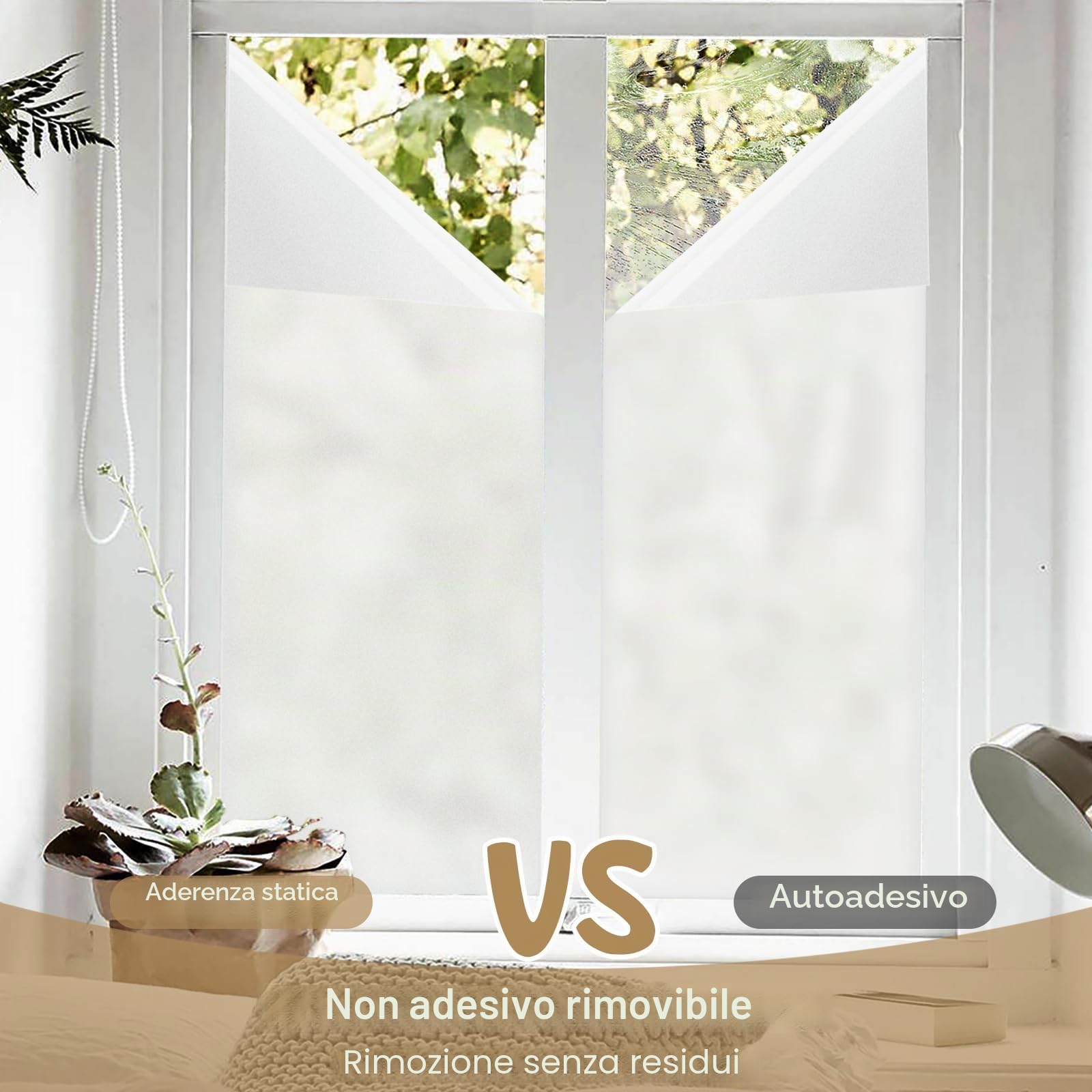 LEMON CLOUD Pellicola per Finestre Privacy, Statica Autoadesiva, Pellicola Opaca Vetri, Anti-UV, Controllo di Calore, per Ufficio Bagno Camera 90 x 400CM