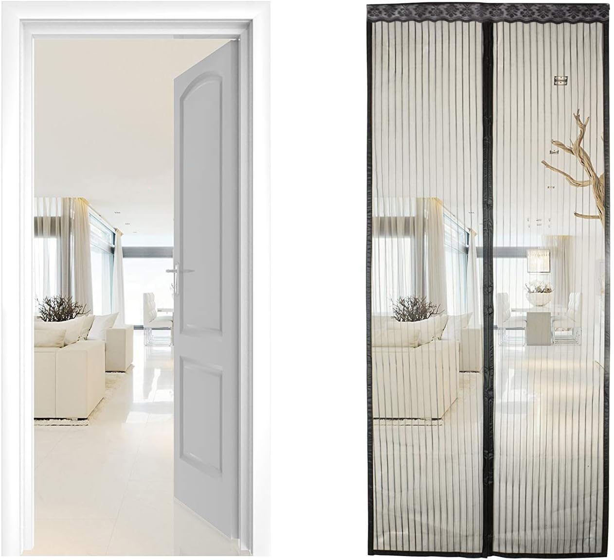 Magnetic Fly Screen Door Curtain with Magnetic Fastening, Anti-Insect Fly 100 x 210 cm, Perfect for Hallways/Doors/Patio - PAWHITS