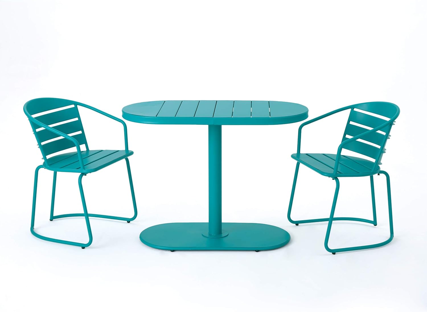 GDFStudio Monica Outdoor Matte Teal Finished Iron Bistro Set