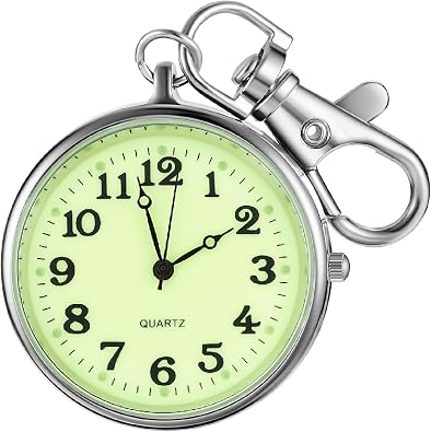 Mens Portable Ultra-Thin Uncovered Quartz Pocket Watch with Key Chain,Portable Quartz Arabic Digital Dial Pocket Watches for Men