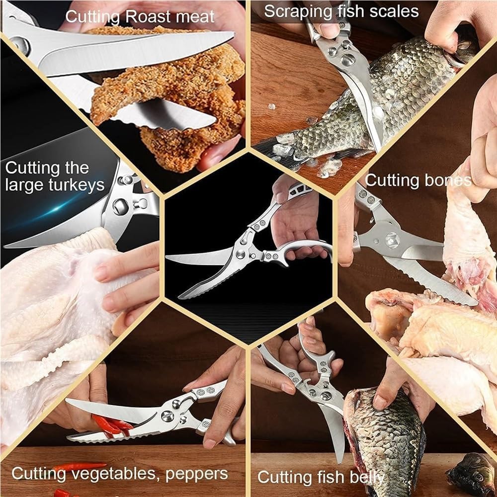 Kitchen Poultry Shears, Heavy Duty Ultra Sharp Scissors Stainless Steel Meat She