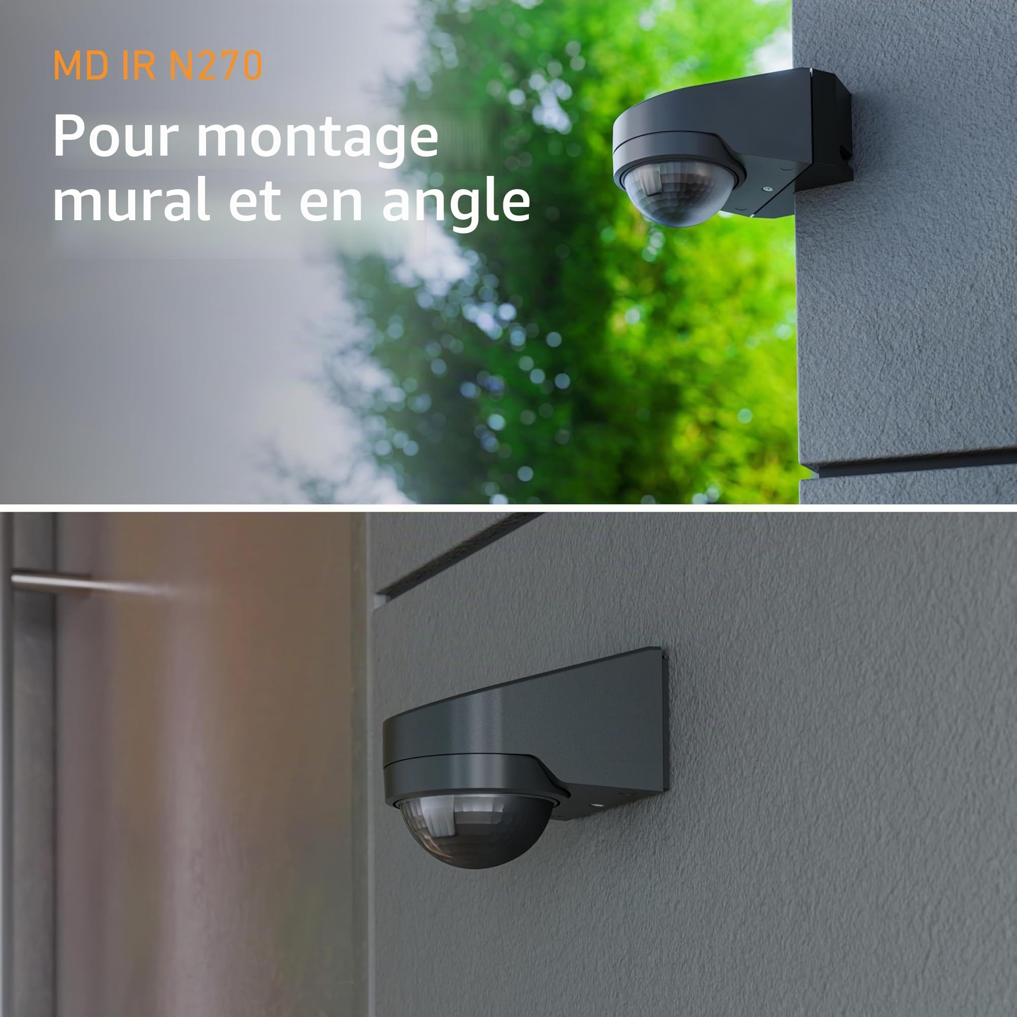 Steinel MD IR N270 Anthracite - Détecteur de Mouvement Intelligent à 270° pour Montage Mural | Zone de détection étendue & Commande par app Via Bluetooth Mesh | Zone de détection étendue 270° | Contrôle via app Bluetooth Mesh | Parfait pour les façades et