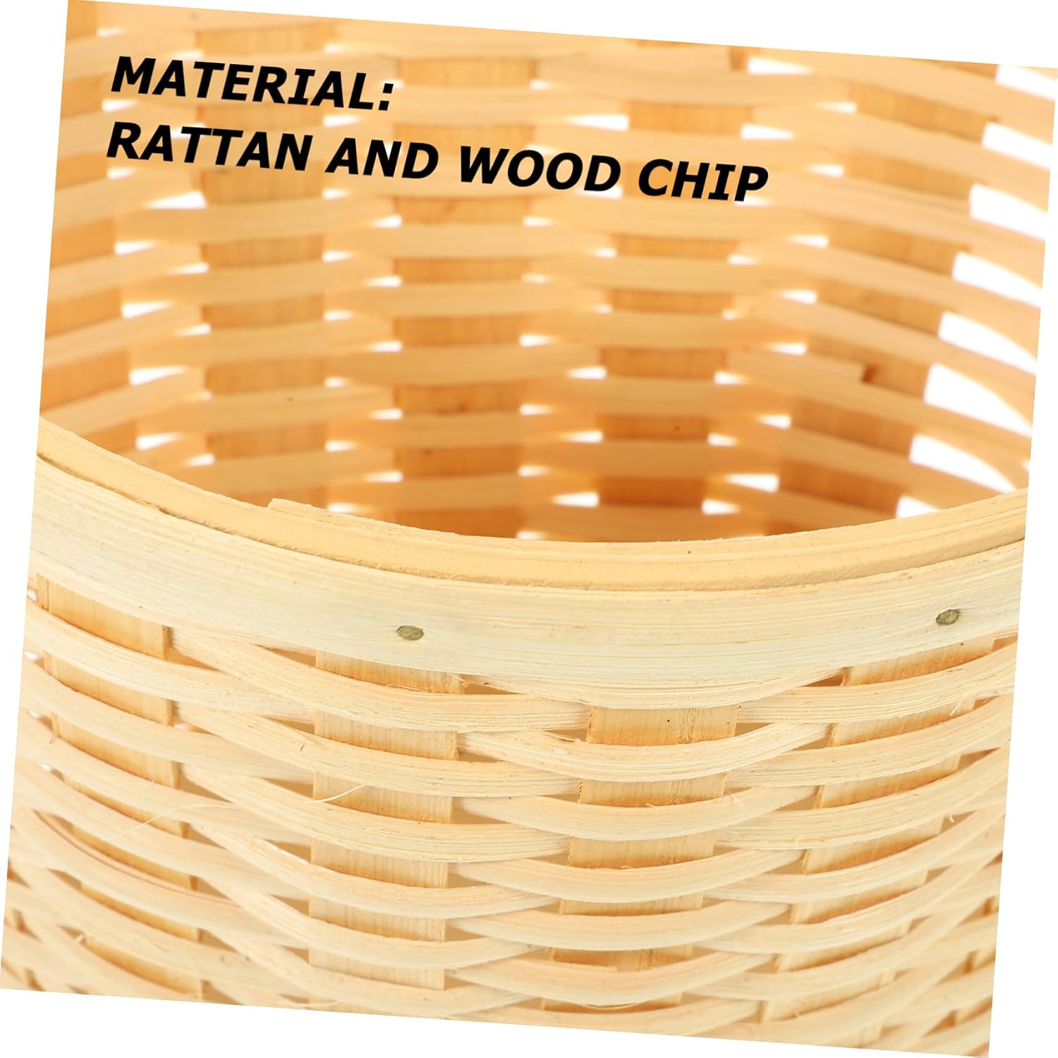 Set, Rattan and Wood Chip, Wall Hanging Storage Basket Beige image 2