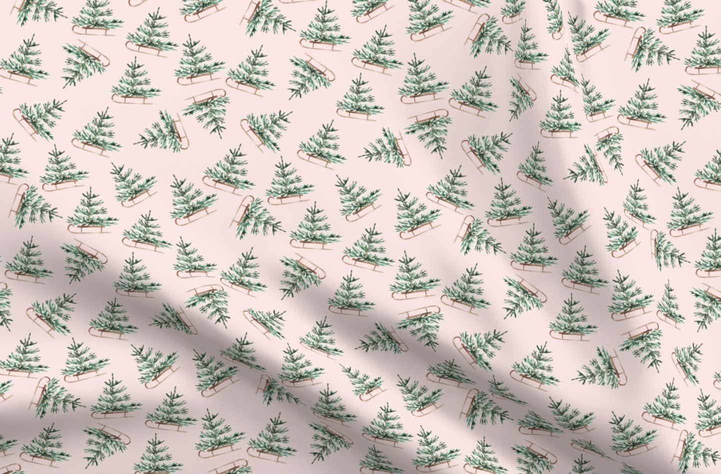Spoonflower Fabric - Pink Snowflakes Ditsy Tossed Cute Christmas Winter Snow Printed on Petal Signature Cotton Fabric by the Yard - Sewing Quilting Apparel Crafts Decor