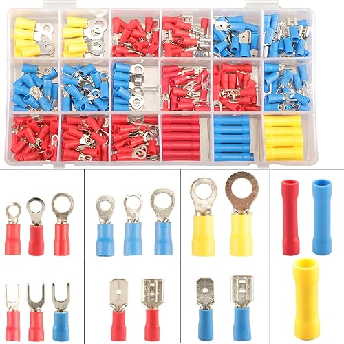 Miniatura 12 de Kit de 330 piezas de conectores de crimpado, conectores macho y hembra de pala de 2.8mm, 4.8mm y 6.3mm, 15 tipos de terminales de crimpado