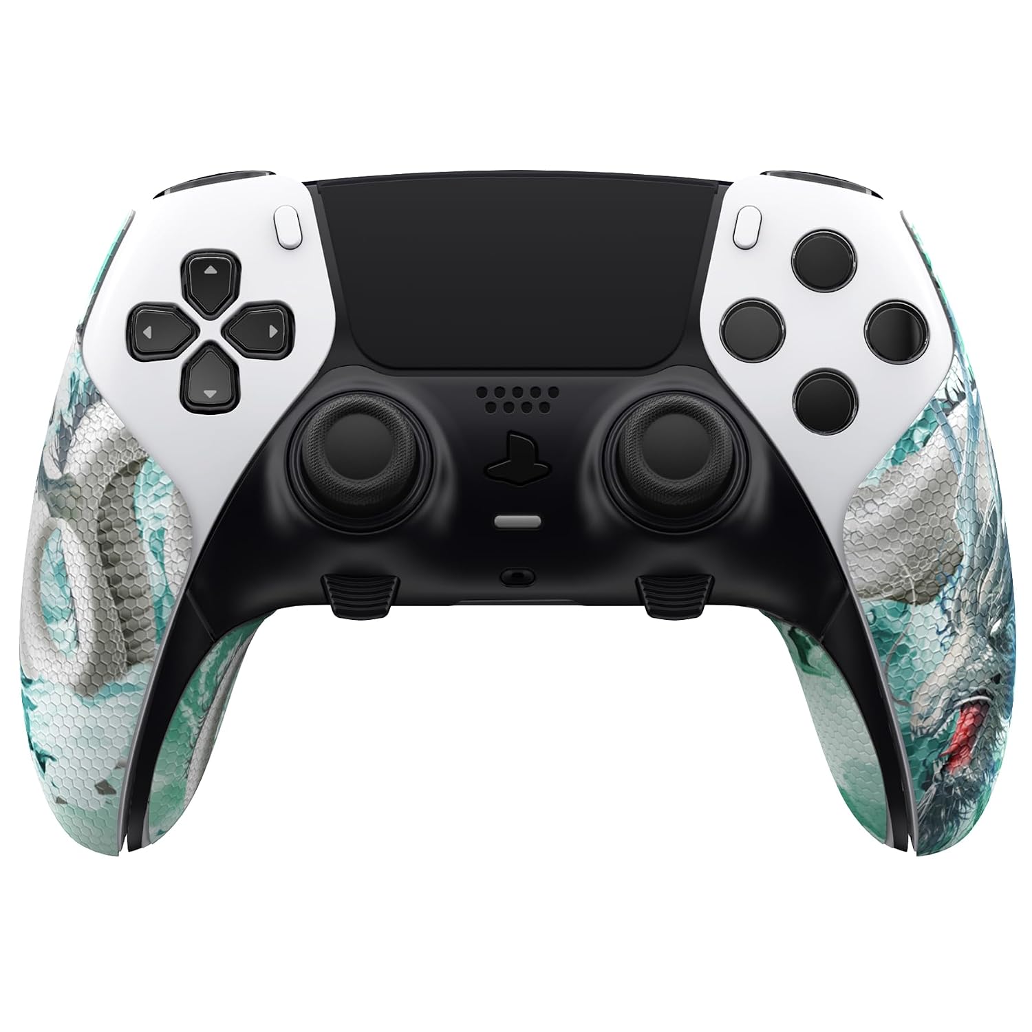PlayVital Anti-Skid Sweat-Absorbent Grip for PS5 Edge Wireless Controller - Textured Soft PU Handle Protector, Jade Dragon-Cloud Dominator