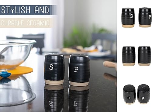 Vista 4 de Nat & Jules - Salero y pimentero de cerámica (3 x 2), color negro