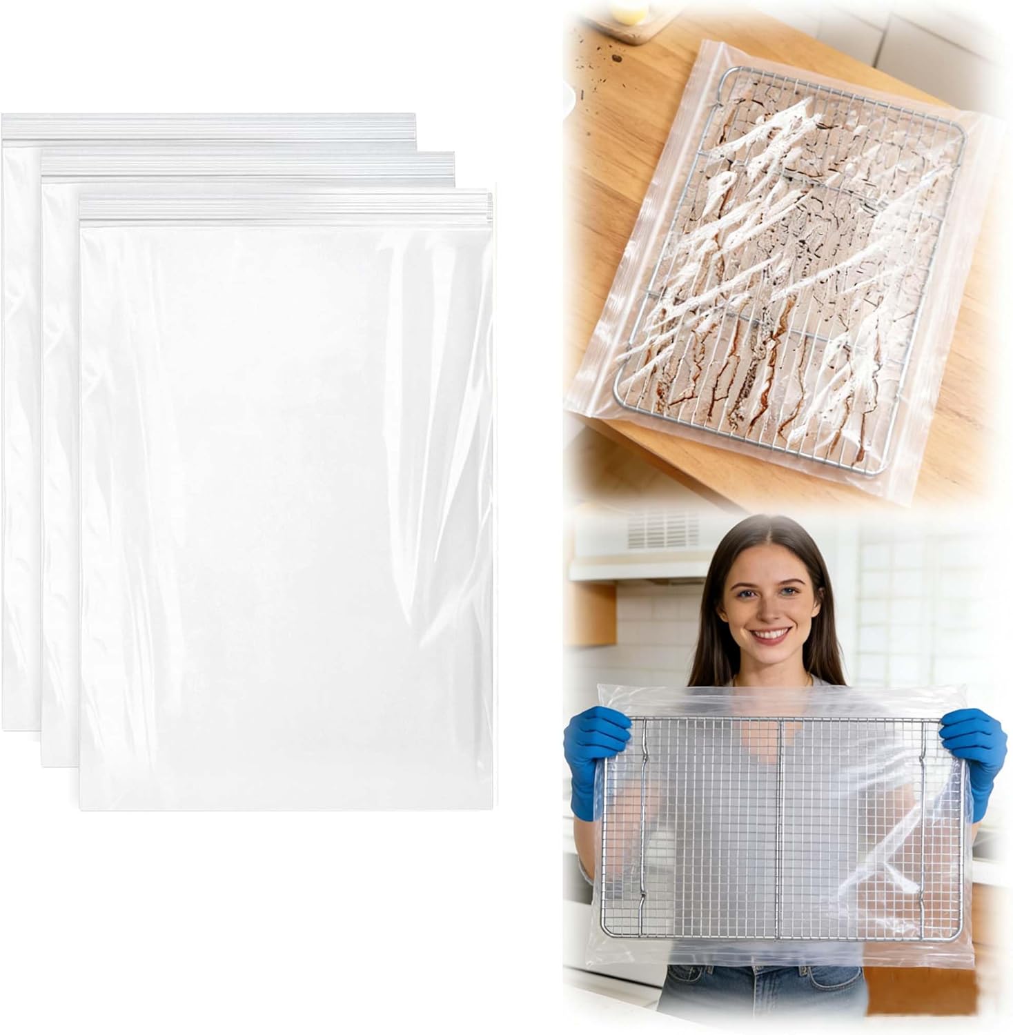 Bolsas de limpieza para rejillas de horno, resistentes, 3 unidades