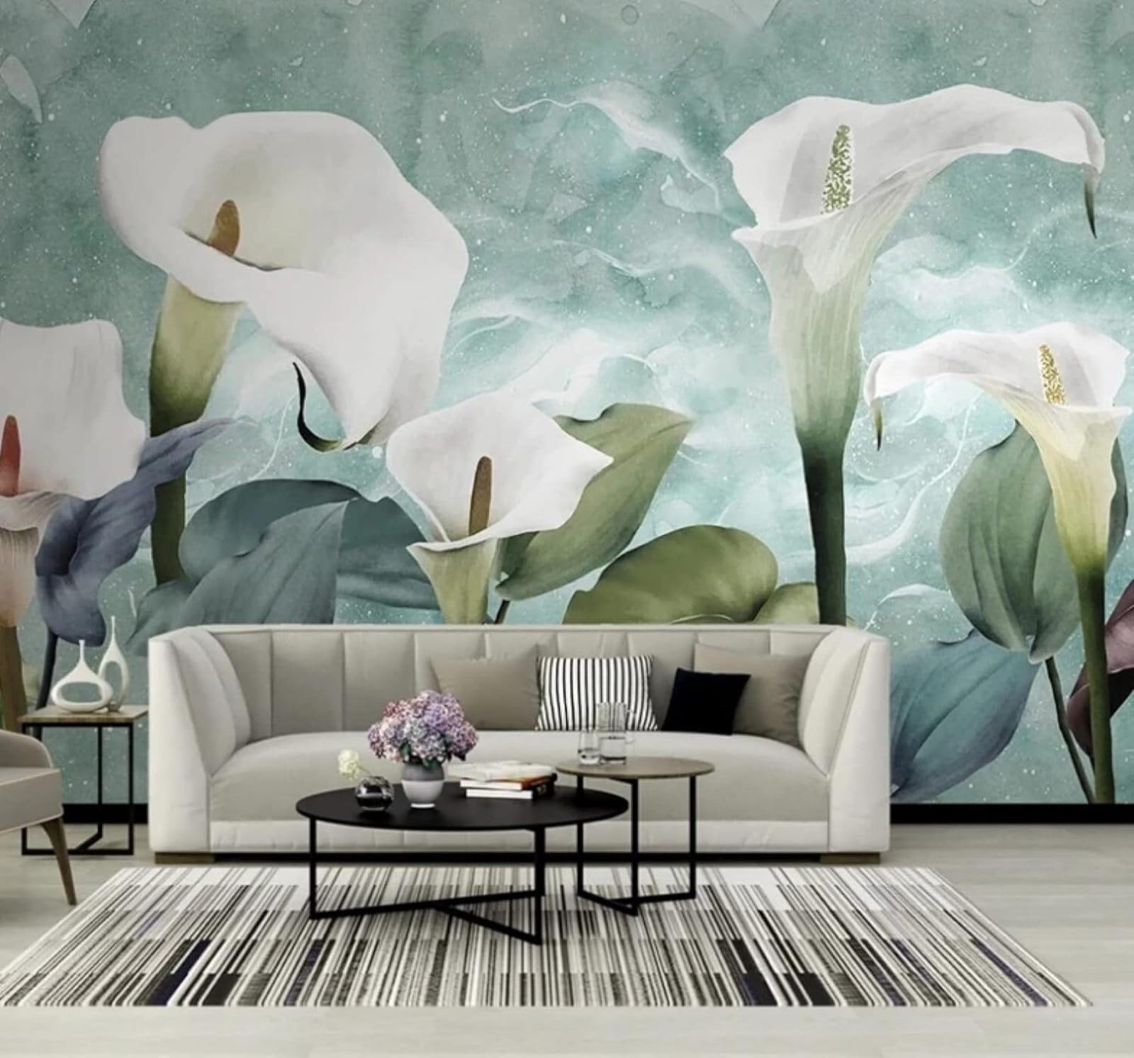 Xlming 200Cm×140Cm(B×H) Abstract Fresh Hand Drawn Three Dimensional Lily 3D Wallpaper Luxury Silk Study Dining Feature Sofa Grey Bedroom Living Room Tv Decorative Wall-200Cm×140Cm