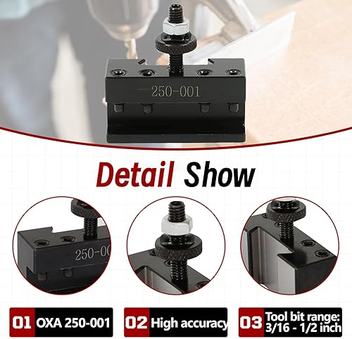 Miniatura 5 de findmall OXA 1 Soporte de poste de herramienta de torno de cambio rápido y orientación 250-001 apto para torno