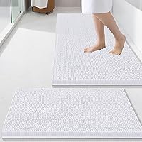 Vista 76 de Smiry - Juego de alfombras de baño de 2 piezas, suaves, absorbentes, de felpilla, lavables a máquina, antideslizantes, para bañera, ducha y piso Gris