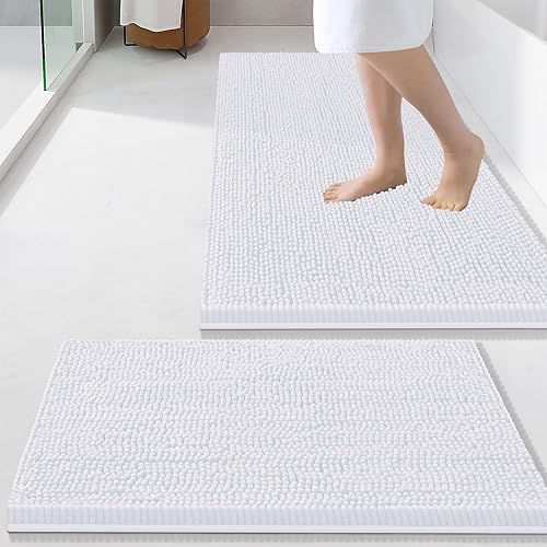 Miniatura 76 de Smiry - Juego de alfombras de baño de 2 piezas, suaves, absorbentes, de felpilla, lavables a máquina, antideslizantes, para bañera, ducha y piso Gris