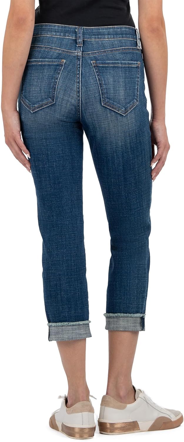 KUT from The Kloth Womens Amy Crop Straight Leg- Roll Up Fray - Image 2