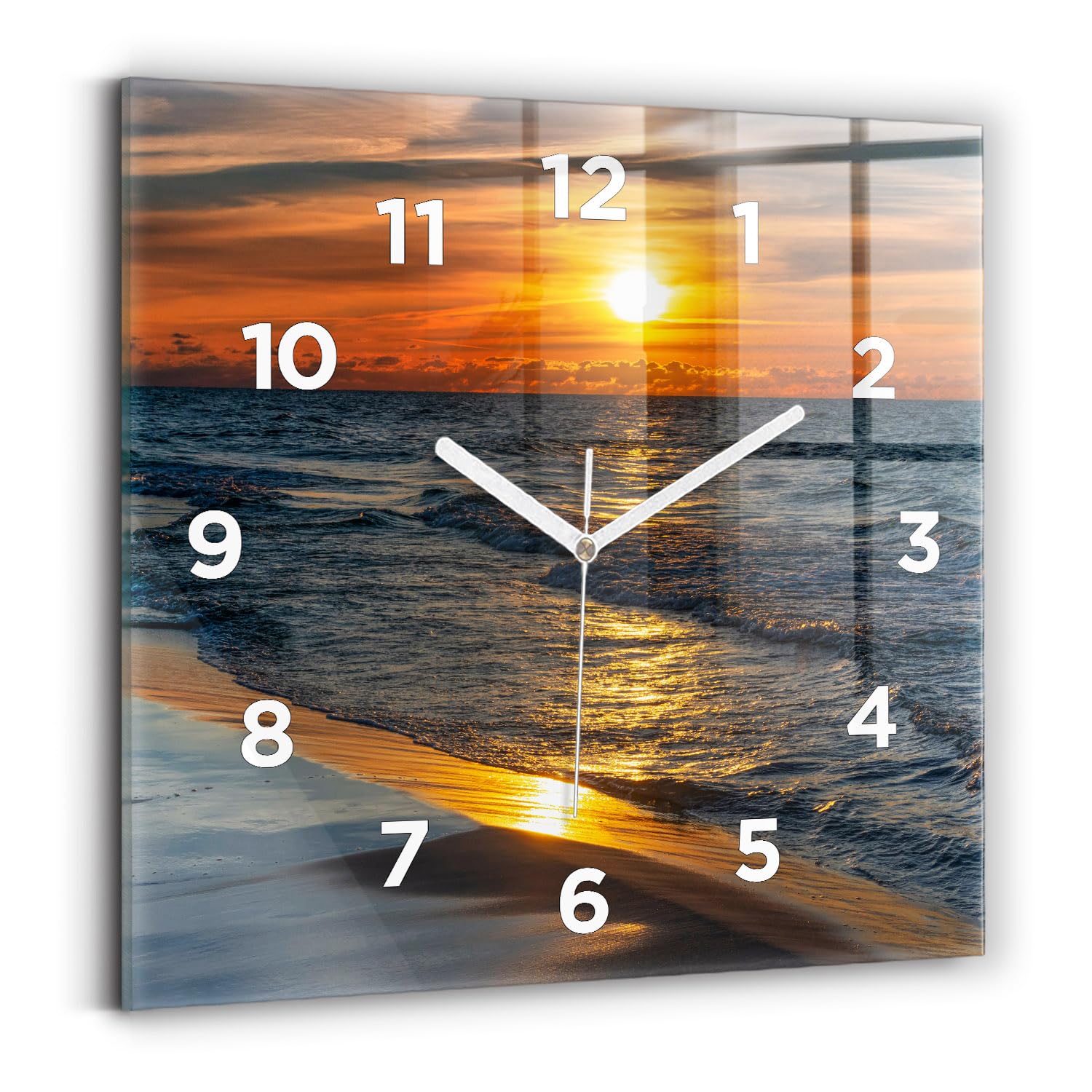 Horloge carrée Wallfluent 30x30 cm à mécanisme silencieux avec aiguilles blanches