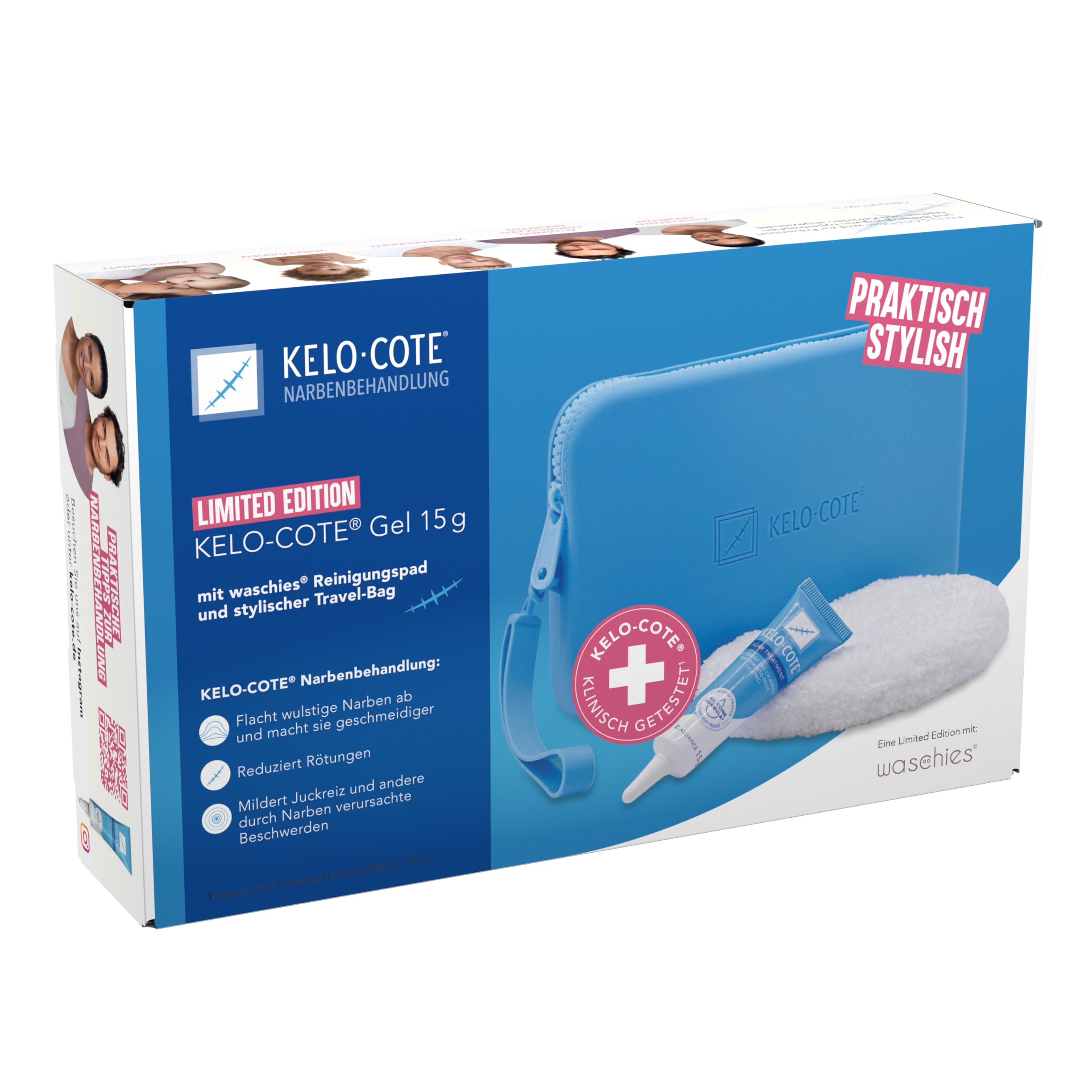 KELO-COTE x waschies limited Edition, KELO-COTE 15g mit Reinigungspad waschies und einer Travelbag
