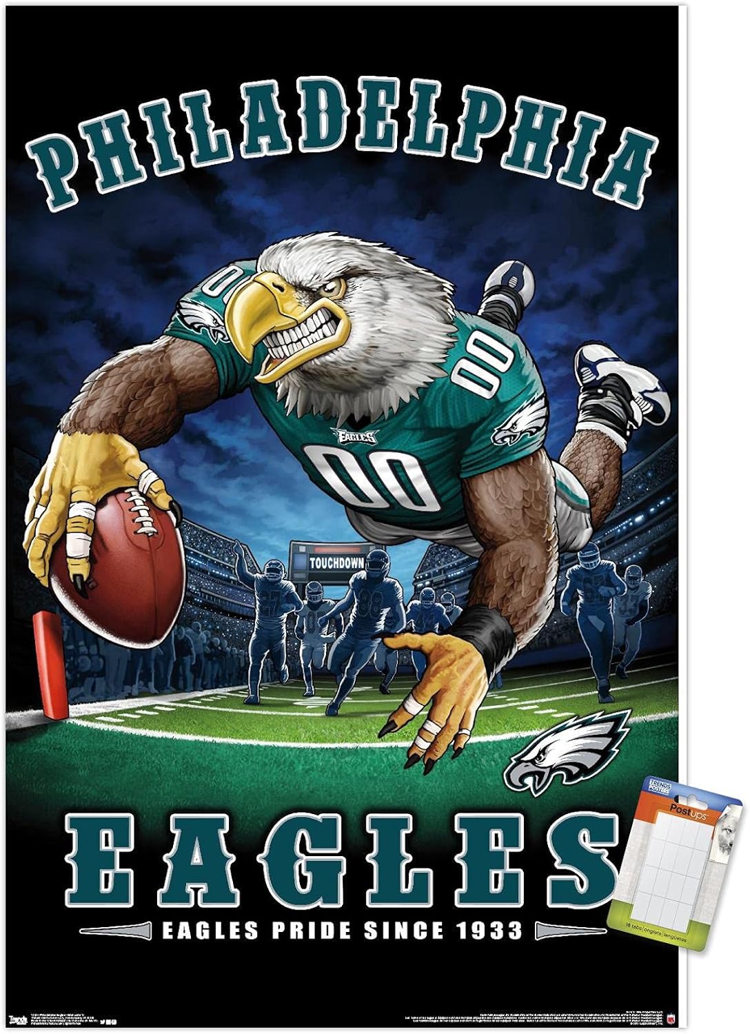 Trends International NFL Philadelphia Eagles - End Zone 17 Wall Poster, 14.725" x 22.375", Black Framed Version