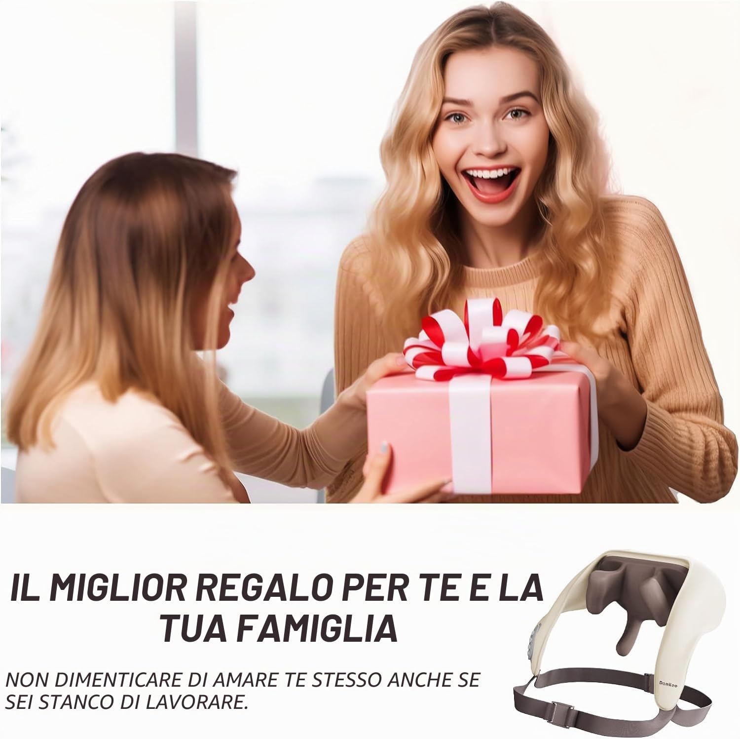 Massaggiatore per Collo, Spalle e Schiena, con Riscaldamento, Senza fili, per Alleviare il Dolore ai Tessuti Profondi, Cuscino per Massaggio Impastante 5D, Massaggiatore Shiatsu per Spalle, Regalo