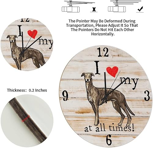 Miniatura 3 de Reloj colgante de 12 pulgadas para dueños de mascotas, reloj de madera para amantes de los perros de mascotas, estilo vintage, analógico,