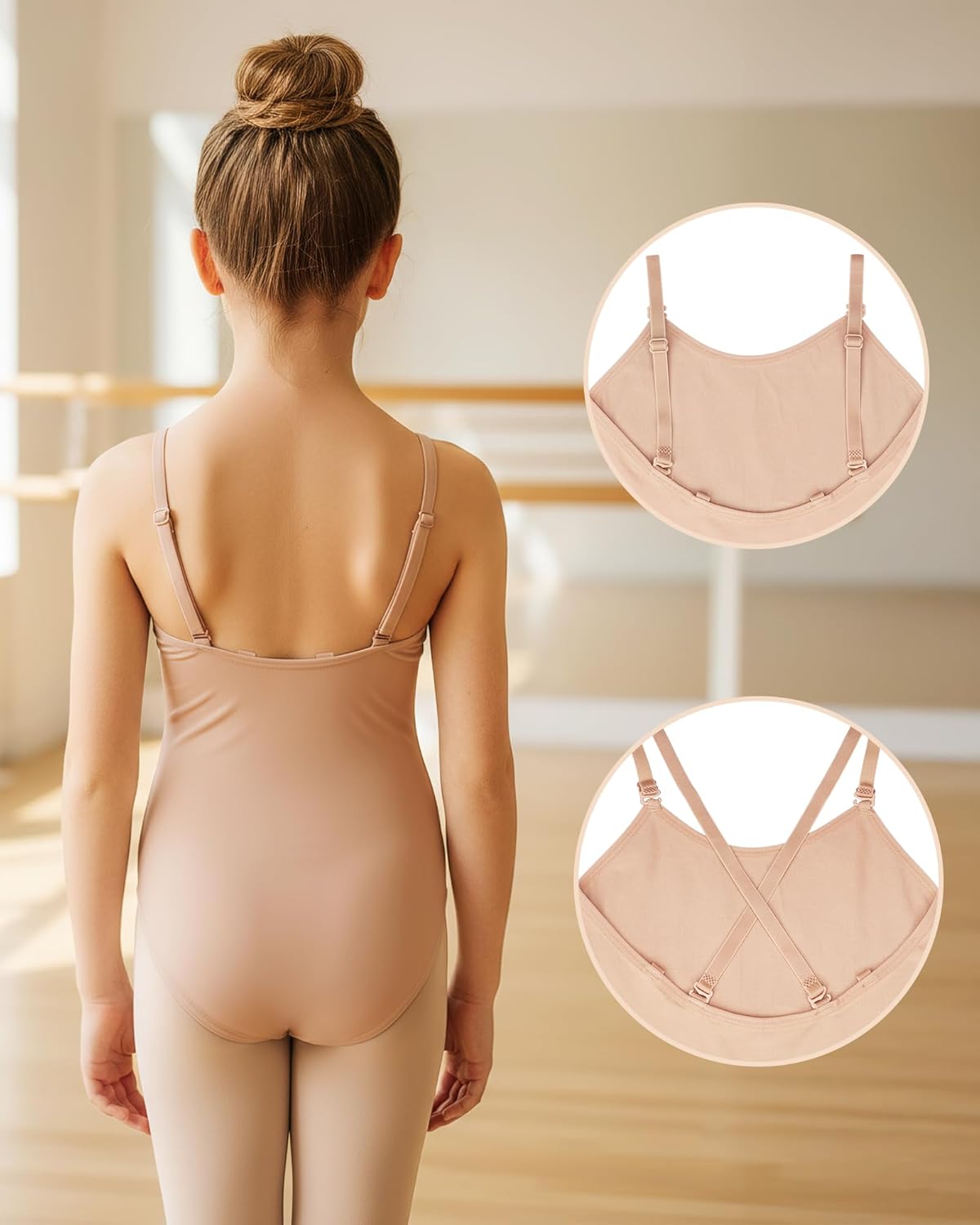 Stelle Girls Nude Leotard Seamless Undergarment Camisole with Adjustable Straps for Dance/Ballet/Gymnastics
