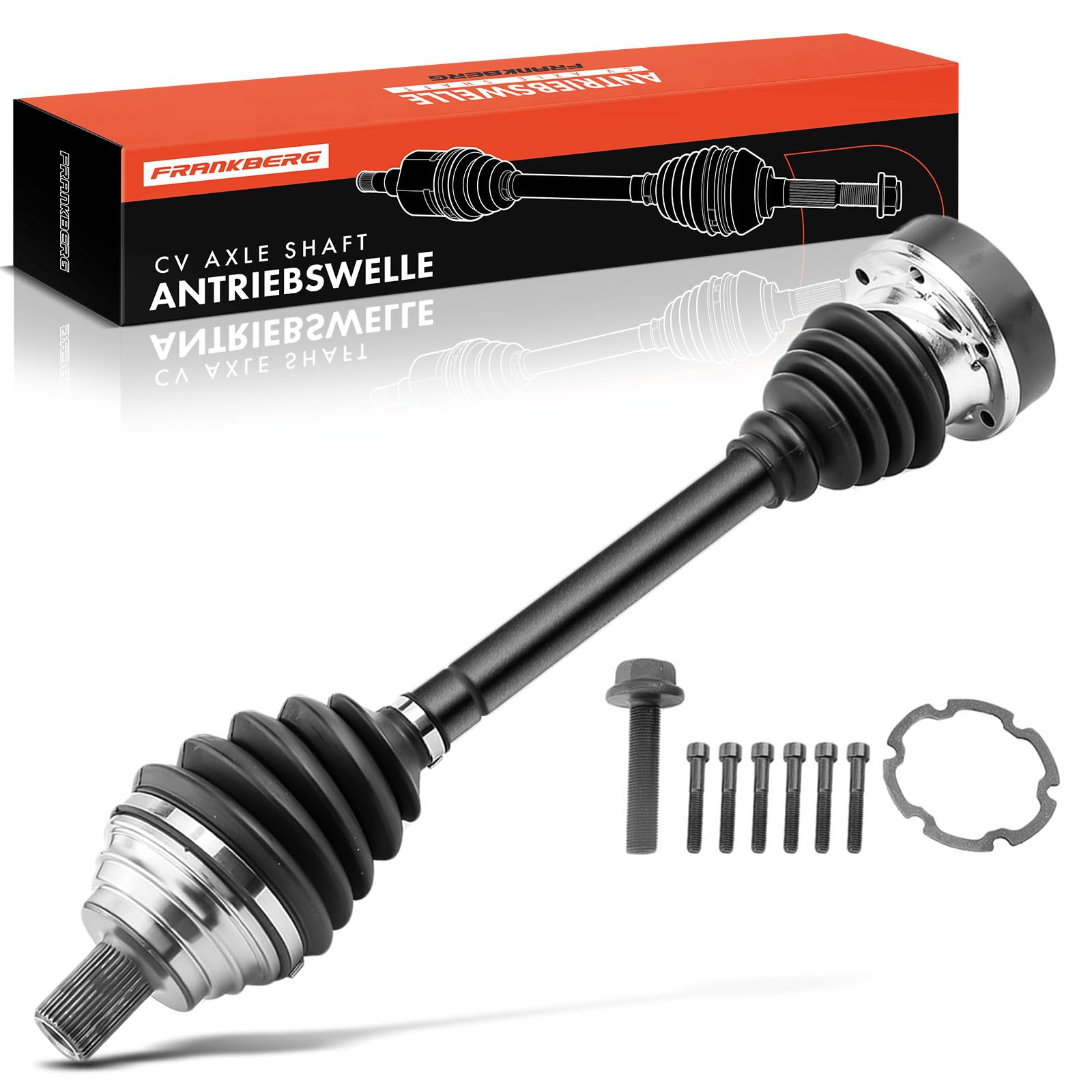 Frankberg Antriebswelle Achswelle ohne ABS Ring Vorderachse Links Kompatibel mit A3 8P1 Golf VI 5K1 Pas.sat 3C2 Tou.ran 1T1 1T2 Oct.avia II 1Z3 Leon 5F1 Replace# 1K0407271DQ
