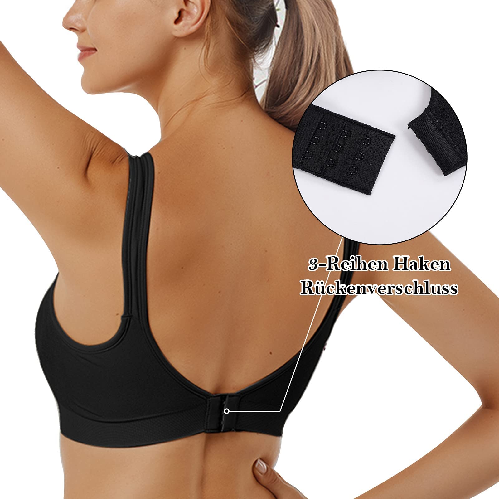 Vertvie Conjunto de sujetador deportivo para mujer, liso, sin aros, clásico, cómodo, elástico, sujeción media, con relleno, 1, 2 o 3 unidades