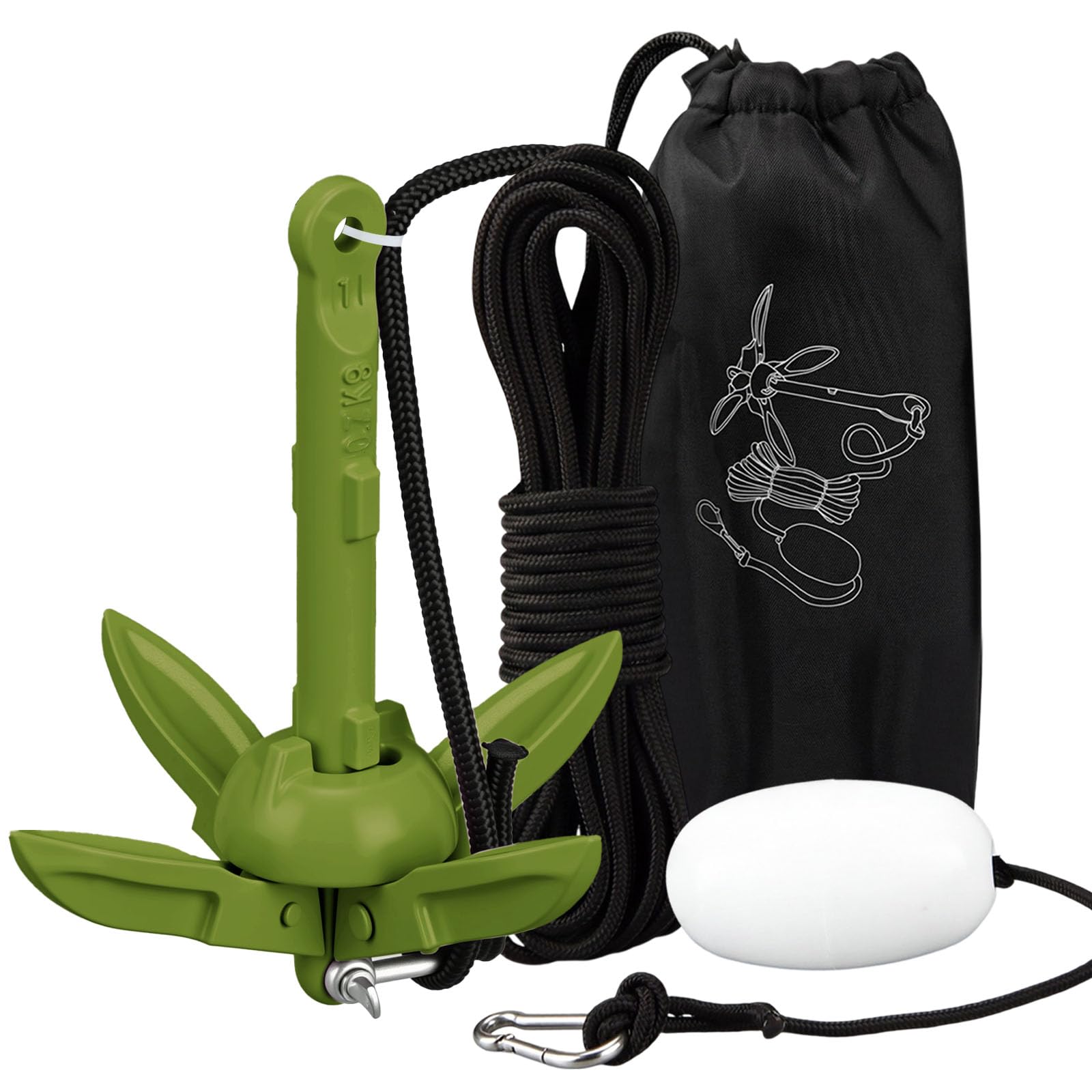 MorningRo Folding Grapnel Anchor Kit, Kayak 40ft Rope