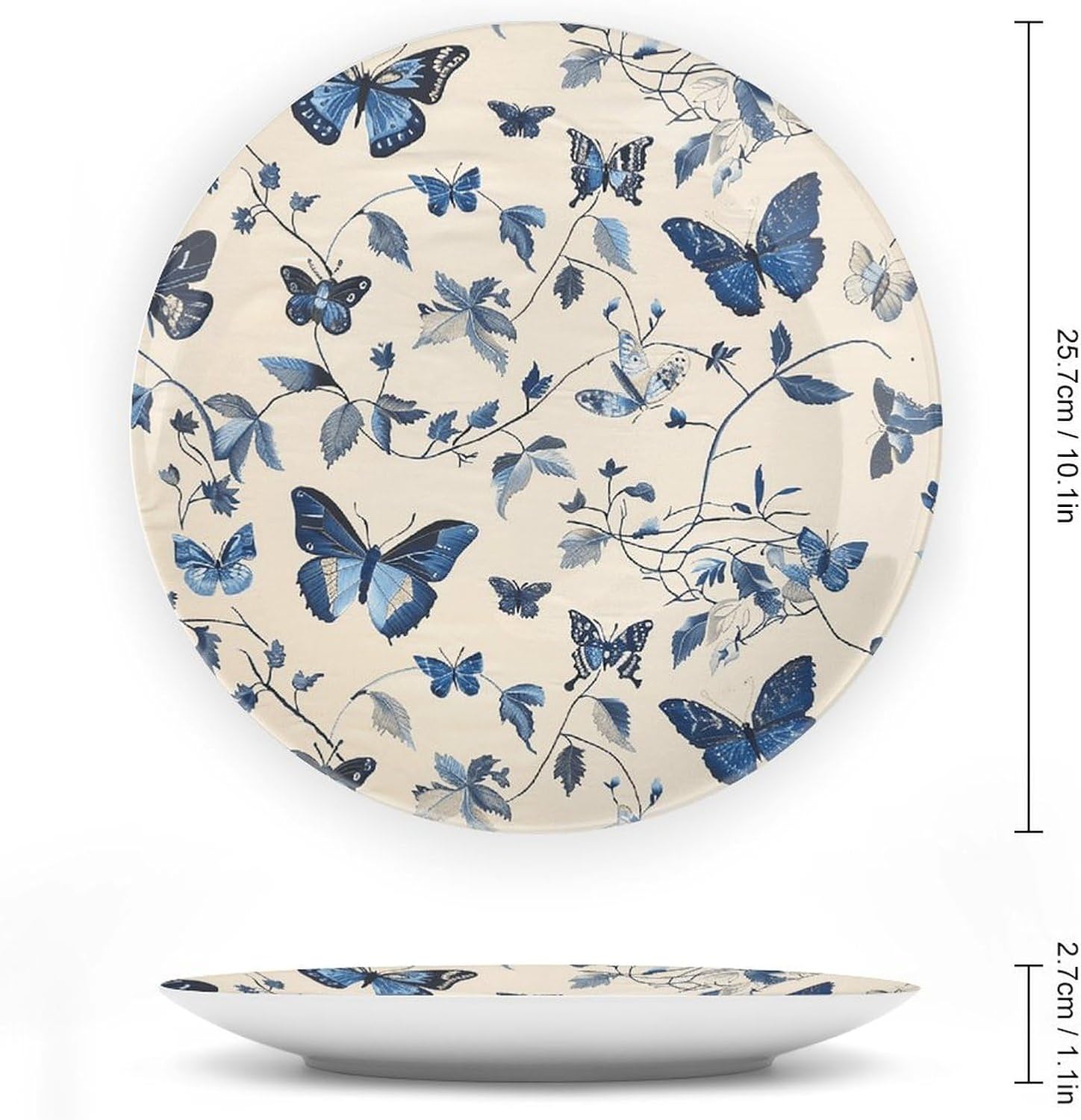 Bone China Decorative Plates Butterflies And Moths Ceramic Decorative Plate Wall Decor with Display Stand Ceramic Ornaments for Wall Hanging Decoration