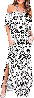 Sponsored Ad - LILBETTER Womens Off The Shoulder Ruffle Party Dresses Side Split Beach Maxi Dress
