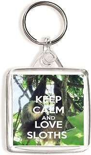 Keep Calm and Love Sloths - Square Keyring