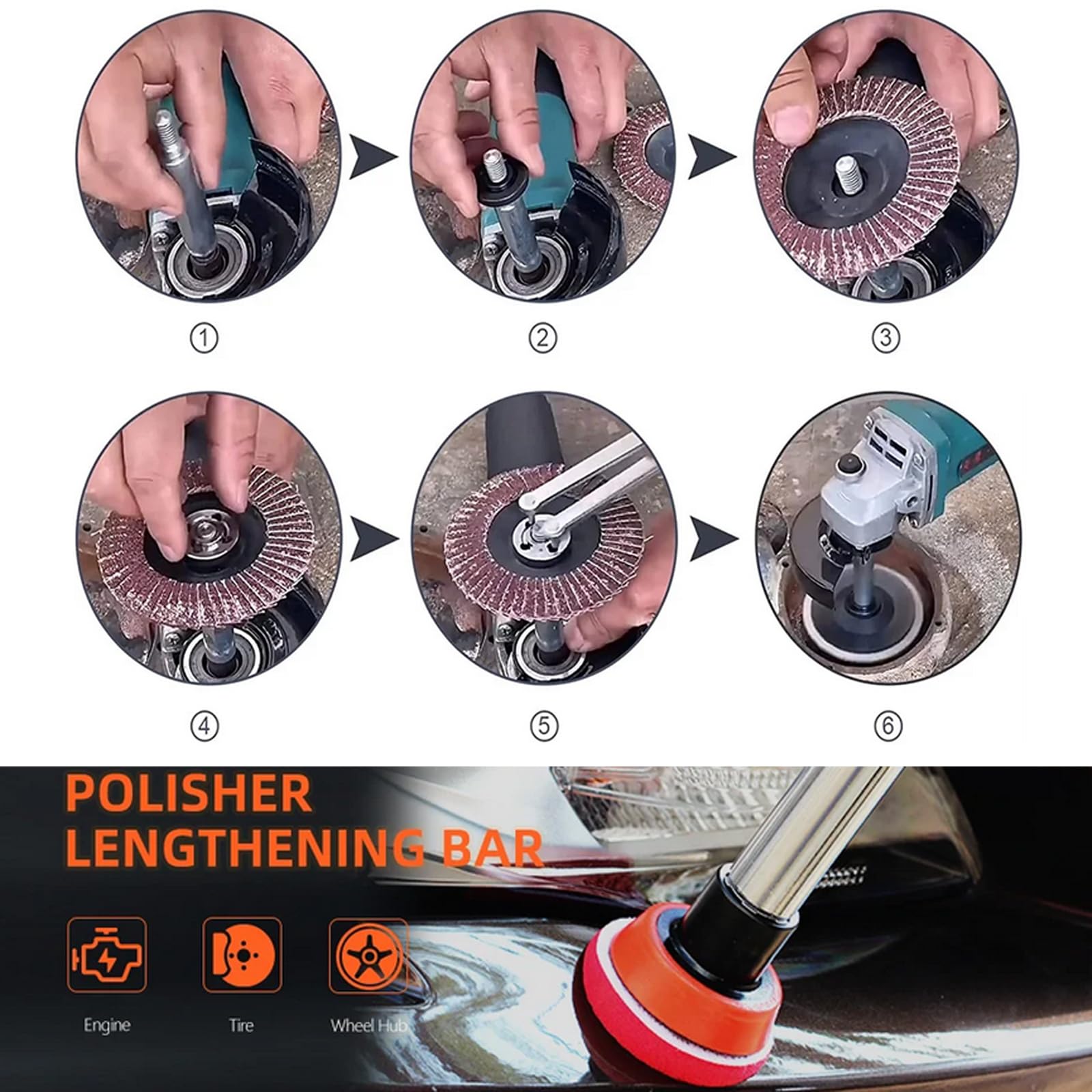 3 Aste Di Prolunga Per Smerigliatrice Angolare - 75/100/140mm Acciaio Inox - Per Lucidatura Auto - Foto 4