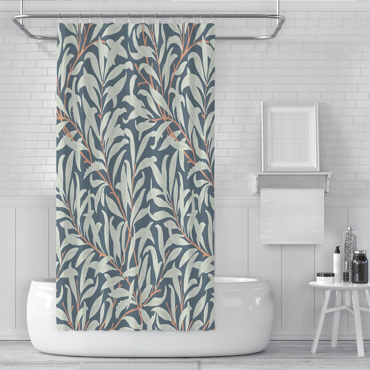 Cortina de Ducha Estilo Morris Sauce Azul Marino 150x180cm