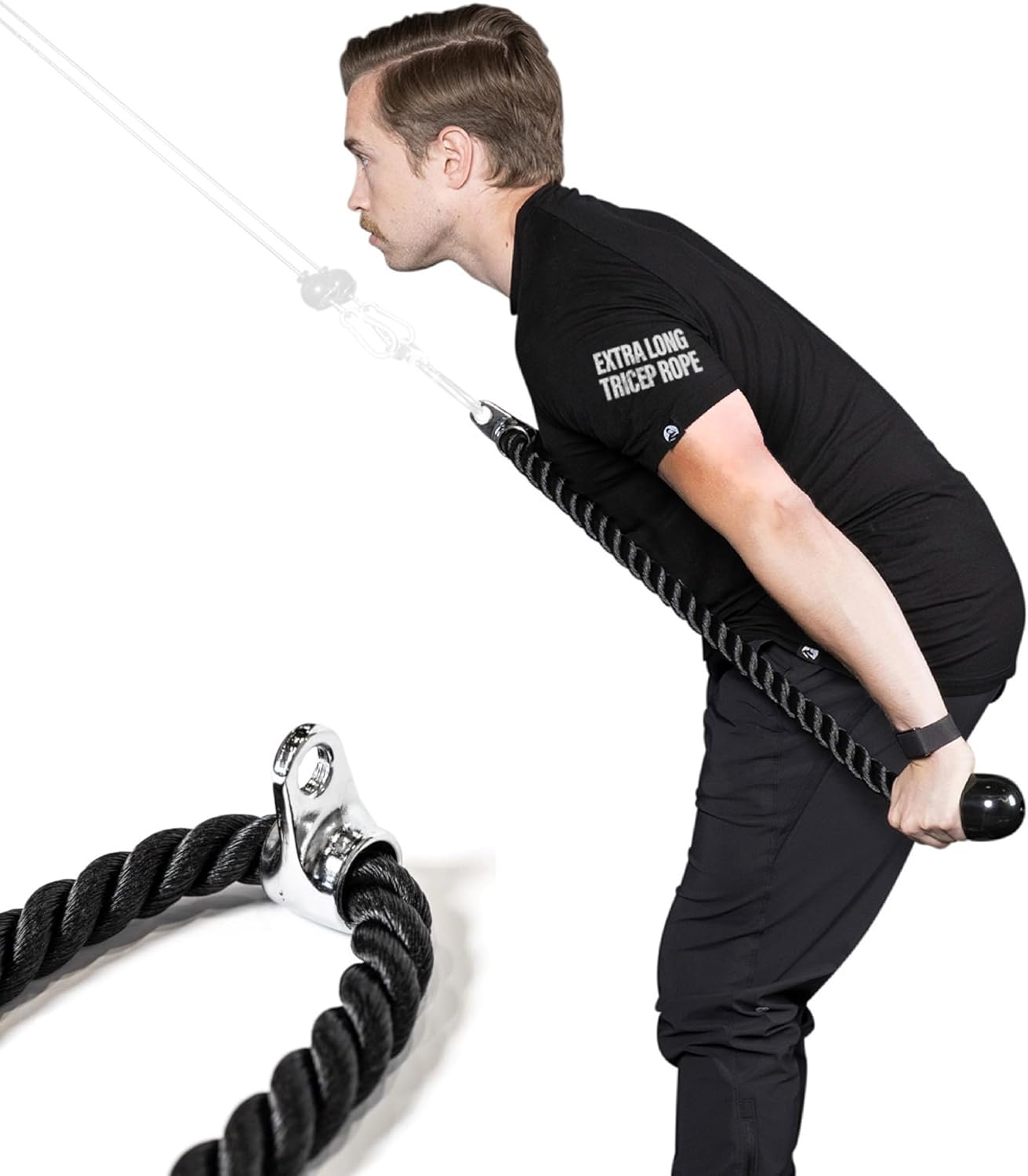Bells of Steel Extra Long Tricep Rope Cable Attachment | Tricep Rope Attachment for Bicep and Tricep Training | Carabiner Compatible Triceps Rope, 54in Thick Rope Length