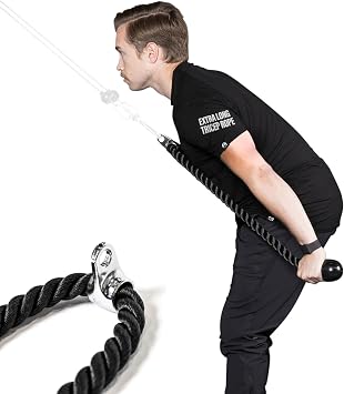 Bells of Steel Extra Long Tricep Rope Cable Attachment | Tricep Rope Attachment for Bicep and Tricep Training | Carabiner Compatible Triceps Rope, 54in Thick Rope Length