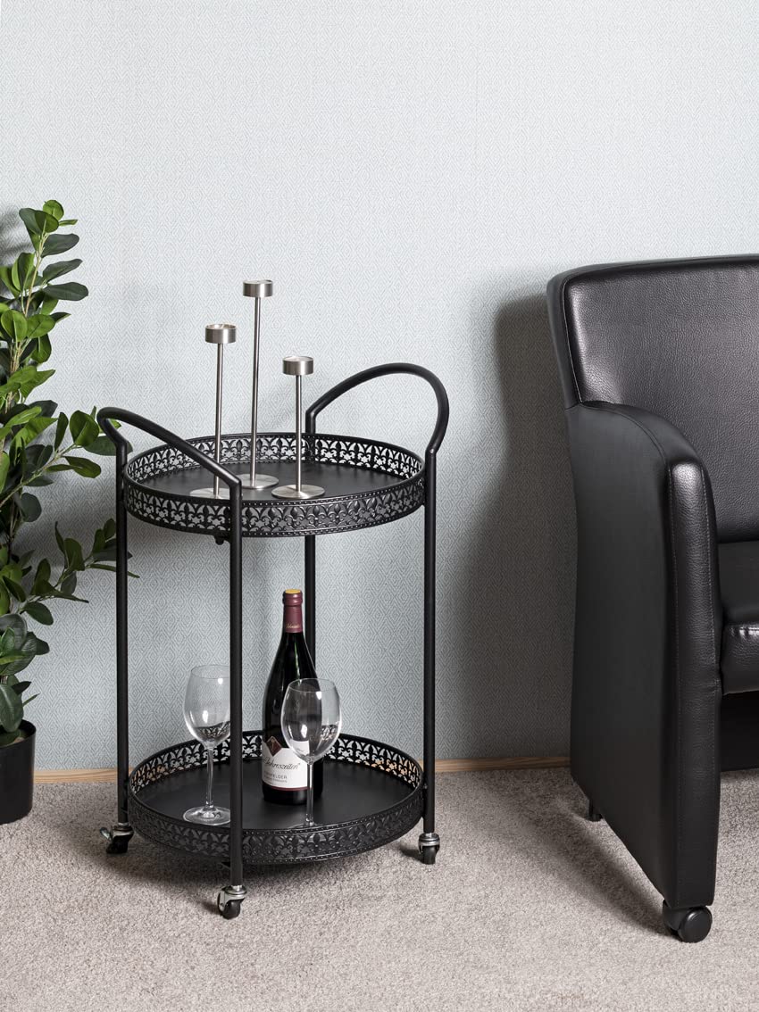 HAKU Carrello di servizio nero, metallo - Dim. L 51 cm x A 71 cm x P 42 cm, Stile Art Deco