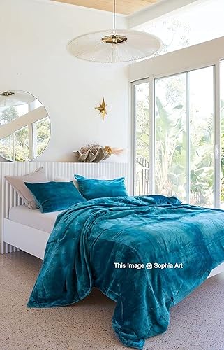 Miniatura 10 de Sophia Art - Juego de cama de terciopelo de rayón de 3 piezas, estilo bohemio, funda de edredón de un solo color, funda de colcha (rosa, tamaño