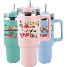 Elemtansy Teacher Appreciation Gifts Personalized Tumbler with Name Custom 40 oz Tumbler with Handle Customized Thank You Teacher Gifts Back to School 2026 Graduation Cup Gifts Teacher Tumbler-2