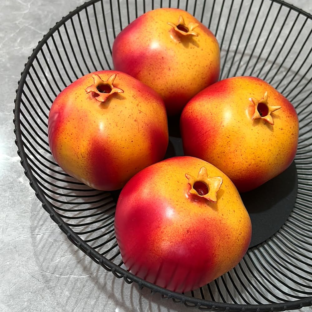 5PCS Fake Pomegranate Artificial Decoration Fruit Simulation Realistic Model Home Kitchen Wedding Party Festival Realistic Lifelike Ornament