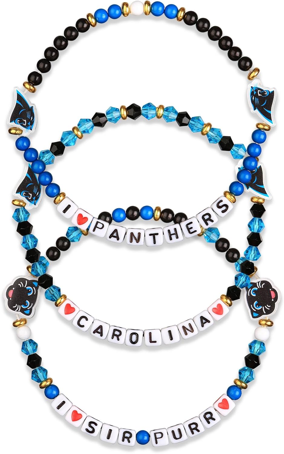 FOCO Carolina Panthers NFL 3 Pack Team Friendship Bracelet