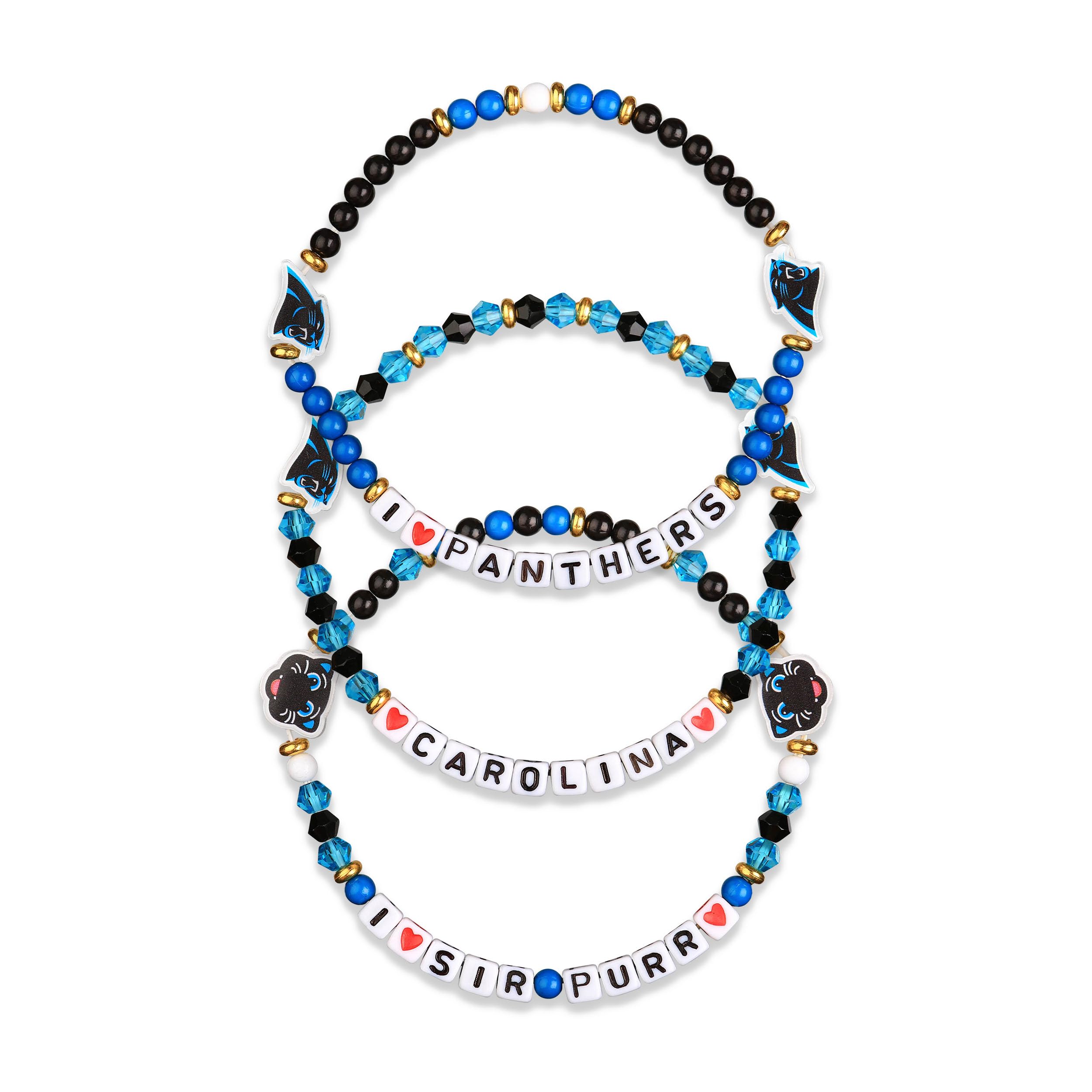 FOCO Carolina Panthers NFL 3 Pack Team Friendship Bracelet