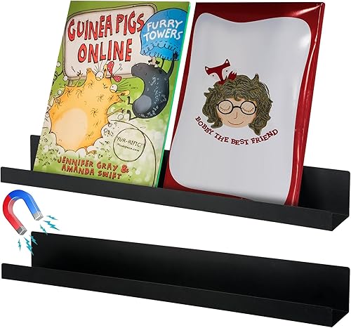 Miniatura 8 de Lincia 2 estantes magnéticos para pizarra blanca, de metal, flotante, magnético, para la oficina del profesor (17 x 2.4 x 2 pulgadas, blanco)