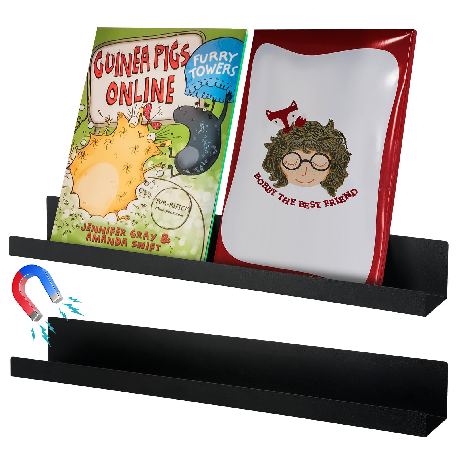 2 Pcs Magnetic Book Shelf for Whiteboard Magnetic Shelf Metal Floating Book Shelves for Kids Room Magnetic Book Display Shelf Magnetic Book Shelf for Kids Room Teacher Whiteboard Classroom (Silver) …